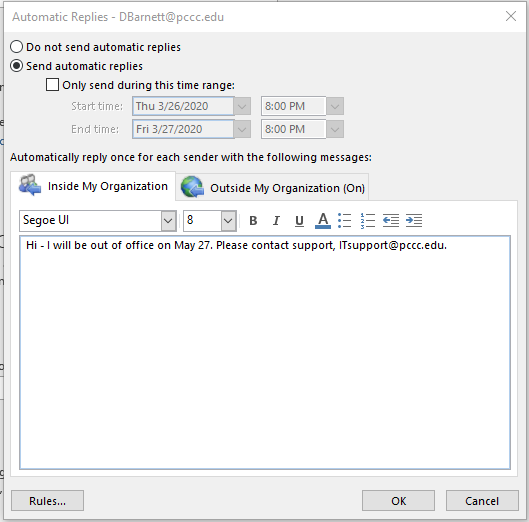 Automatic Replies