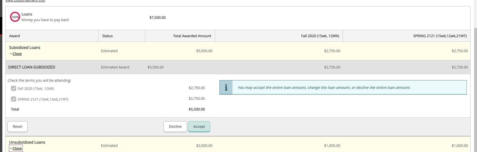 Student Loan Screenshot